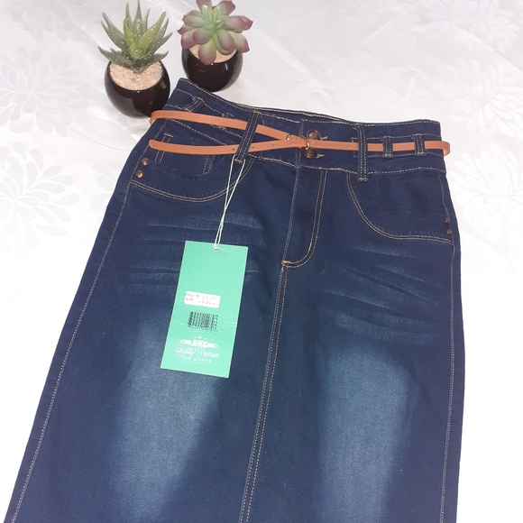 Dark Denim Jean Skirt - Picture 2 of 8